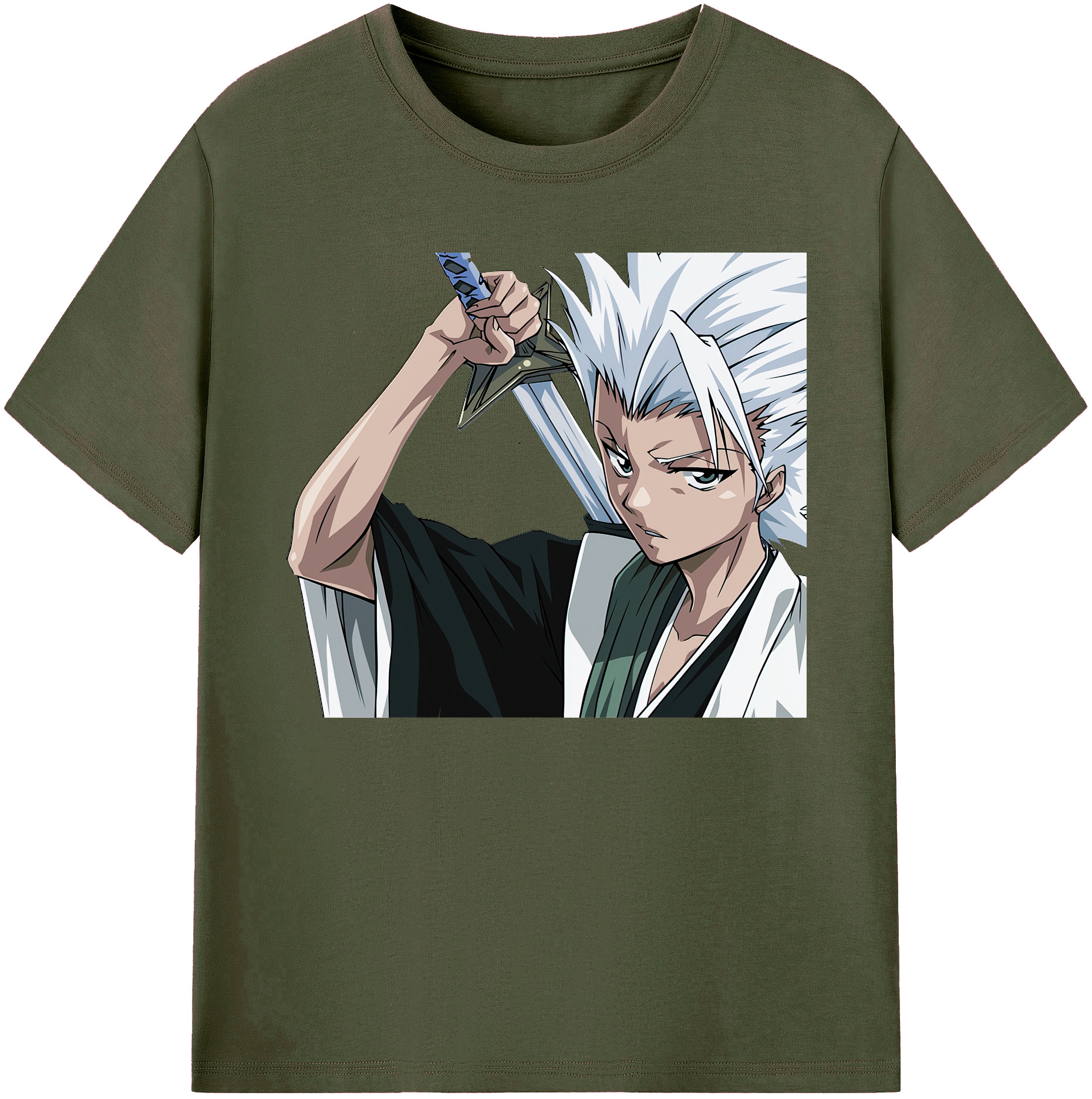 （画像用） ブリーチ 日番谷冬獅郎（ひつがや とうしろう） BLEACH Hitsugaya Toushirou 綿100％ メンズ半袖Tシャツ｜肌触りやわらか＆通気性